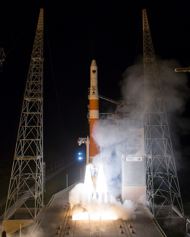 A United Launch Alliance Delta IV rocket successfully launched the Global Positioning System IIF-5 satellite for the U.S. Air Force on Feb. 20 at 8:59 p.m. EST from Space Launch Complex-37. GPS IIF-5 is the fifth in a series of next generation GPS satellites and will join a worldwide timing and navigation system utilizing 24 satellites in six different planes, with a minimum of four satellites per plane positioned in orbit approximately 11,000 miles above the Earth’s surface. (Photo by Ben Cooper, United Launch Alliance)
