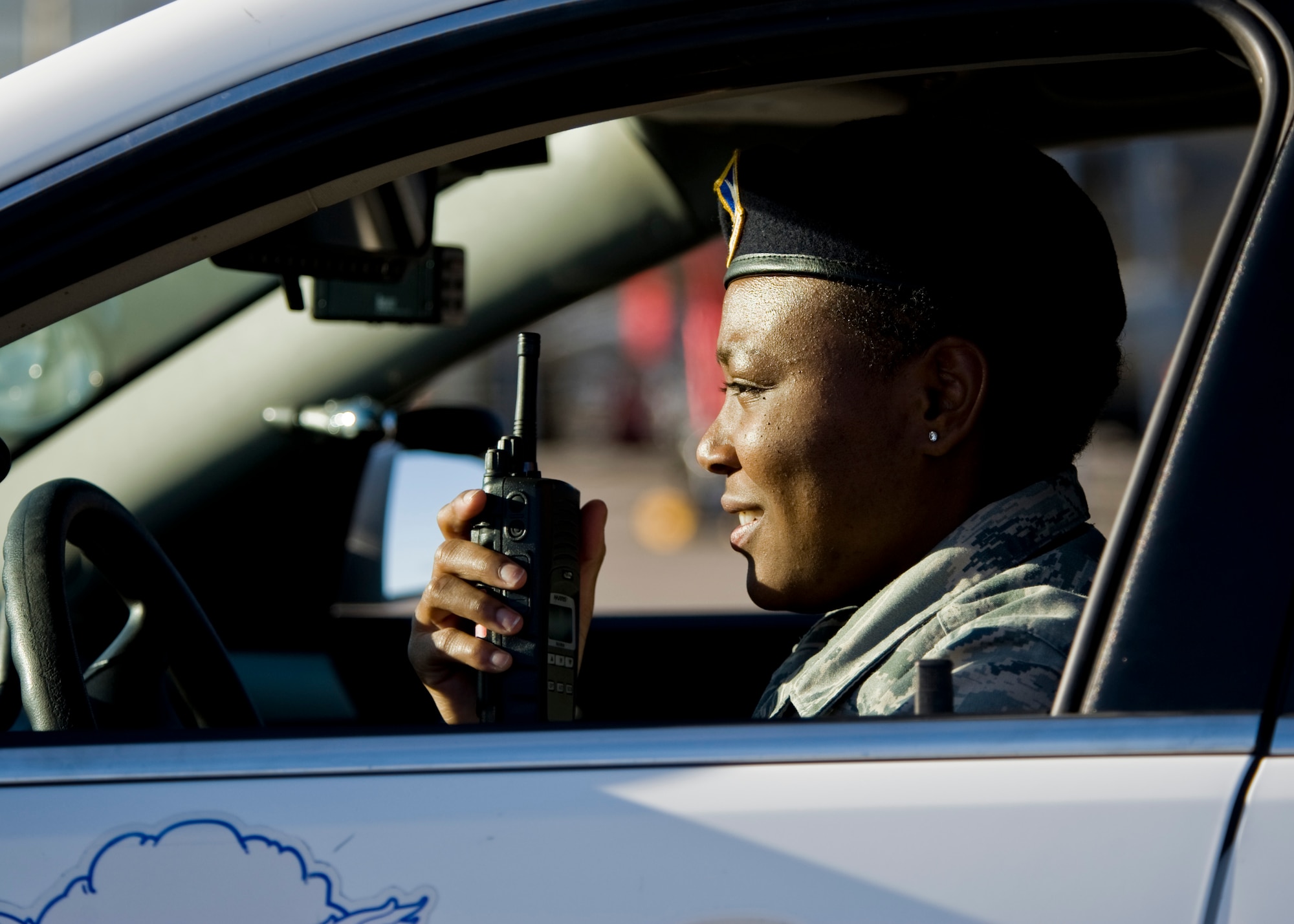 U.S. Air Force Staff Sgt. Alauna Pruitt, 99th Security Forces Squadron SF leader, initiates a restricted area patrol, Feb. 21, 2014, at Nellis Air Force Base, Nev. SF Airmen conduct routine checks to ensure base safety. (U.S. Air Force photo by Senior Airman Jason Couillard)