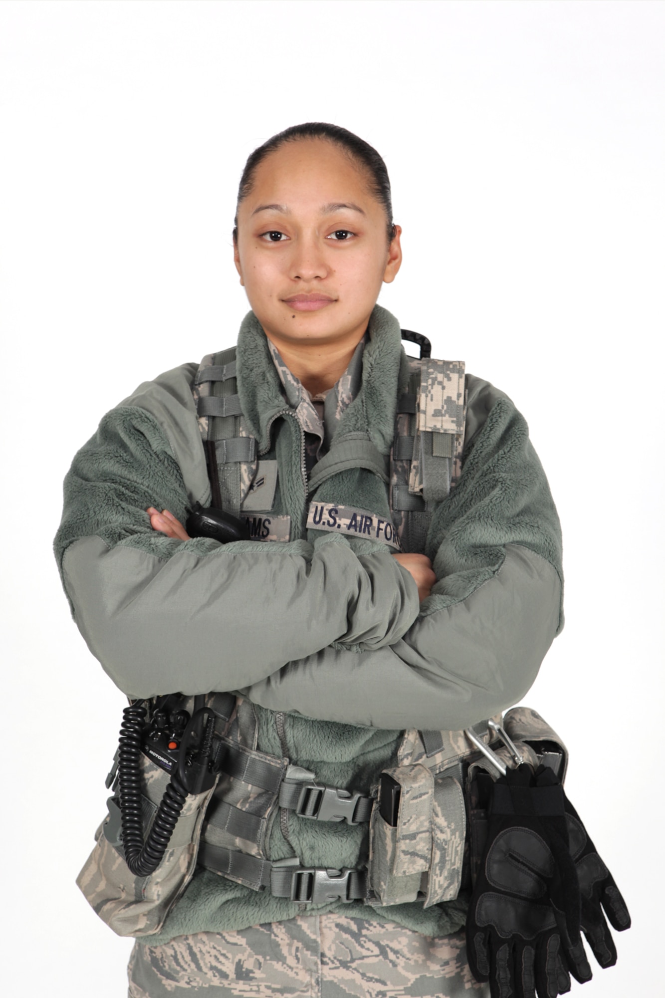 140209-Z-EZ686-084 – Airman 1st Class Sarah Adams is seen in her equipment used as a member of the 127th Security Forces Squadron at Selfridge Air National Guard Base, Mich., Feb. 9, 2014. Adams was born in the Philippines and moved to Michigan when she began college. She said she found a sense of belonging and direction when she joined the Air National Guard. (U.S. Air National Guard photo by MSgt. David Kujawa / Released)