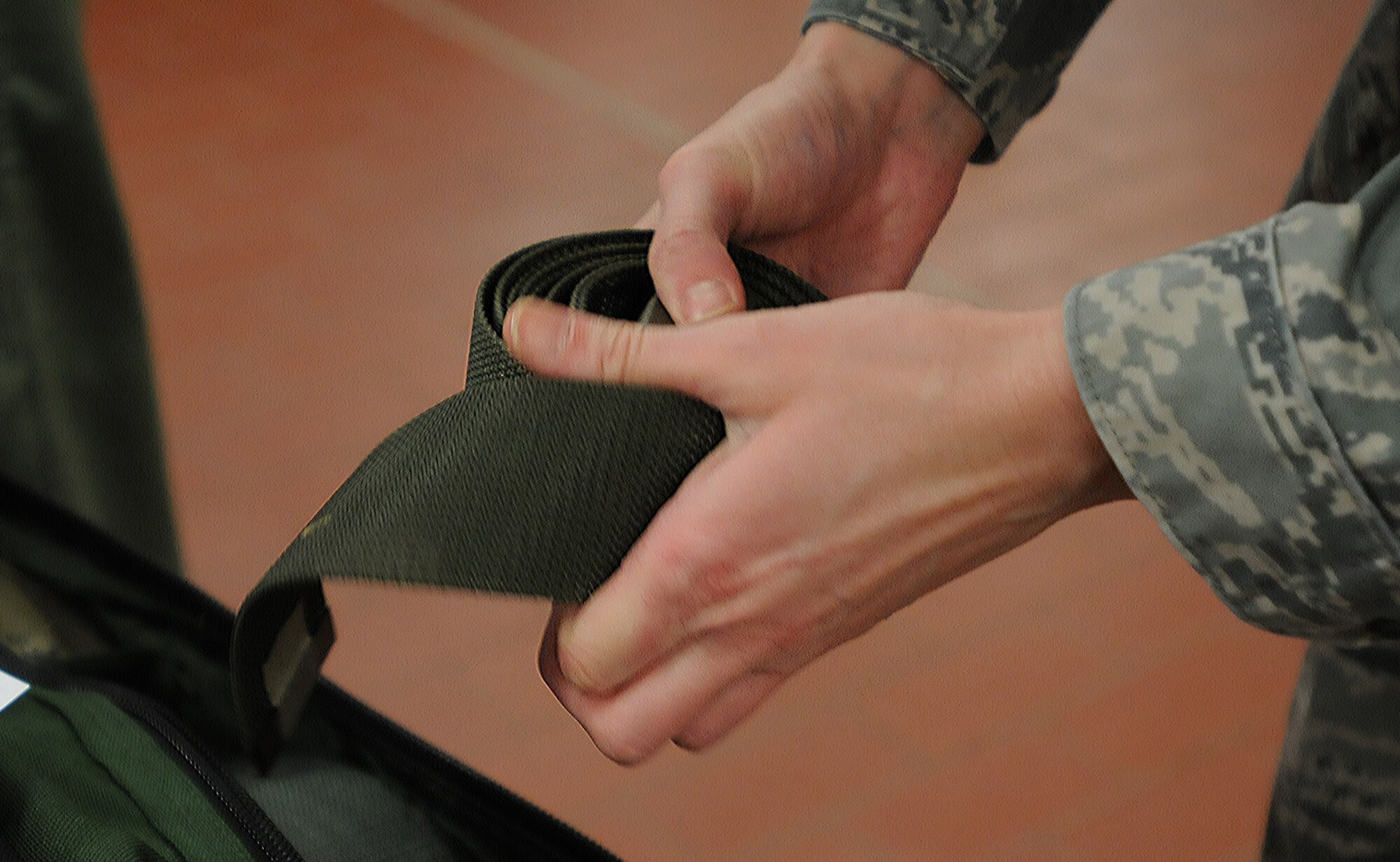 Senior Airman Amber Wingate, 86th Aeromedical Evacuation Squadron aeromedical evacuation technician, ensures flight medical equipment is properly stored Feb. 20, 2014, Ramstein Air Base, Germany. The medical equipment is used during incoming and outgoing flights to ensure the proper medical treatment is used for patients in need.(U.S. Air Force photo/Airman 1st Class Holly Mansfield)