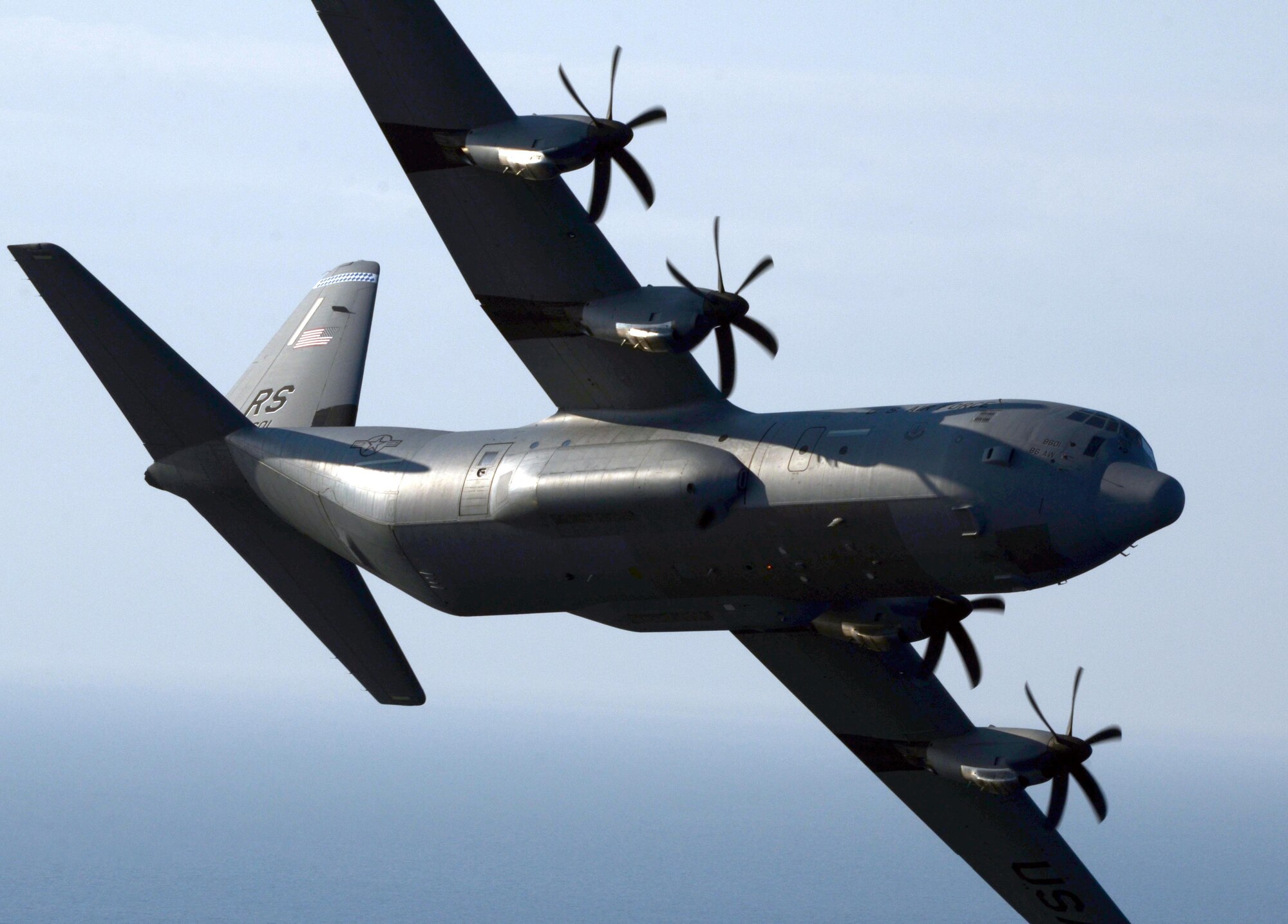 A U.S. Air Force C-130J Super Hercules takes a pass over Larissa Drop Zone in Greece during Stolen Cerberus, a two-week flying, training deployment designed to incorporate various training methods in order to maintain proficiency during deployed operations and increase interoperability with the Hellenic Air Force, Feb. 2 to 14. The mission provided the U.S. and Hellenic Air Forces a unique opportunity to learn how each service performs airlift operations, improving the joint capabilities of both nations. (U.S. Air Force photo/Tech. Sgt. Chris Birdwell)
