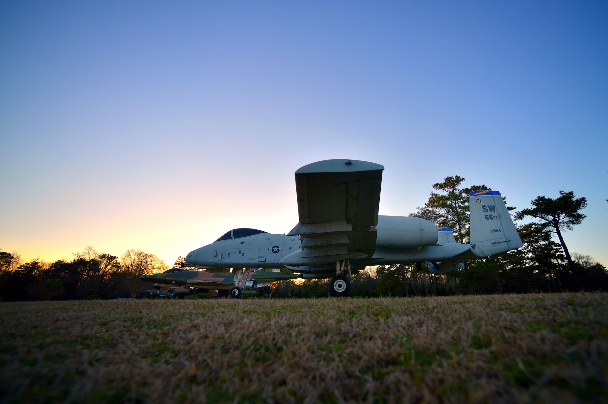 The A-10 Thunderbolt II is displayed in Shaw’s Air Park just inside the main gate, Feb. 25, 2014, Shaw Air Force Base, S.C. The A-10 was assigned to the 55th Fighter Squadron here at Shaw from 1994 to 1996. The Department of Defense has proposed eliminating the aircraft from the Air Force arsenal due to budget cuts. Regardless of the outcome, Team Shaw is proud to display the aircraft for all to see and the A-10 will always have a home at Shaw. (U.S. Air Force photo by Staff Sgt. Kenny Holston/Released)
