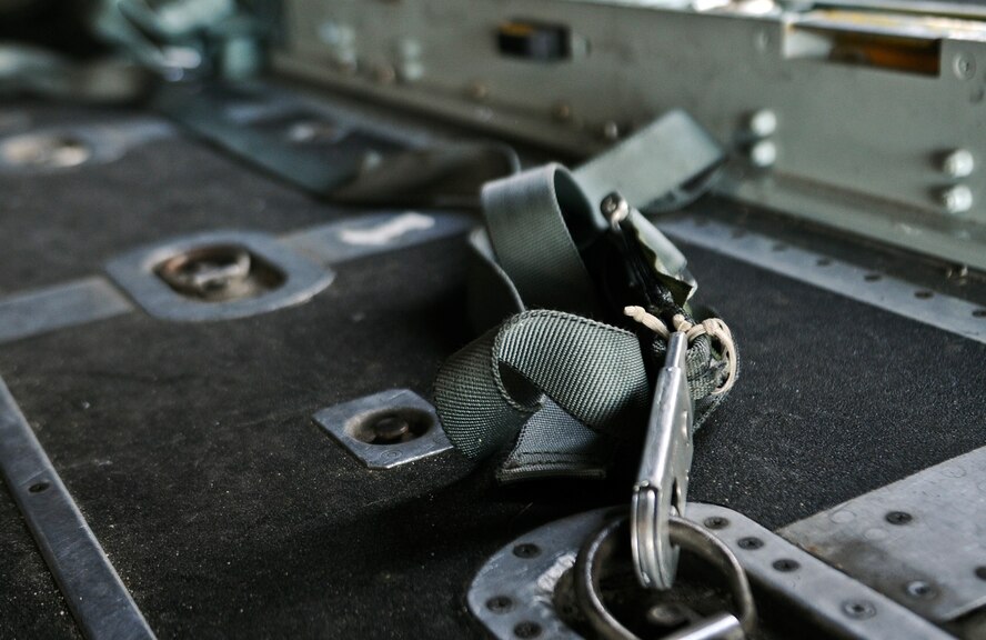 A connected harness sits in the load area of a MC-130H Combat Talon II on the flightline at Hurlburt Field, Fla., Feb. 19, 2014. (U.S. Air Force photo/Senior Airman Michelle Vickers)