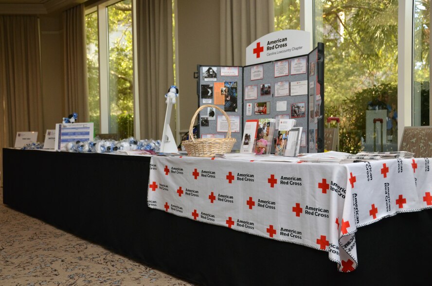 Tables line the halls at the Yellow Ribbon Reintegration Program, Hilton Head, S.C., February 22, 2014 as part of a demonstration. (U.S. Air Force photo/SSgt. Kelly Goonan)