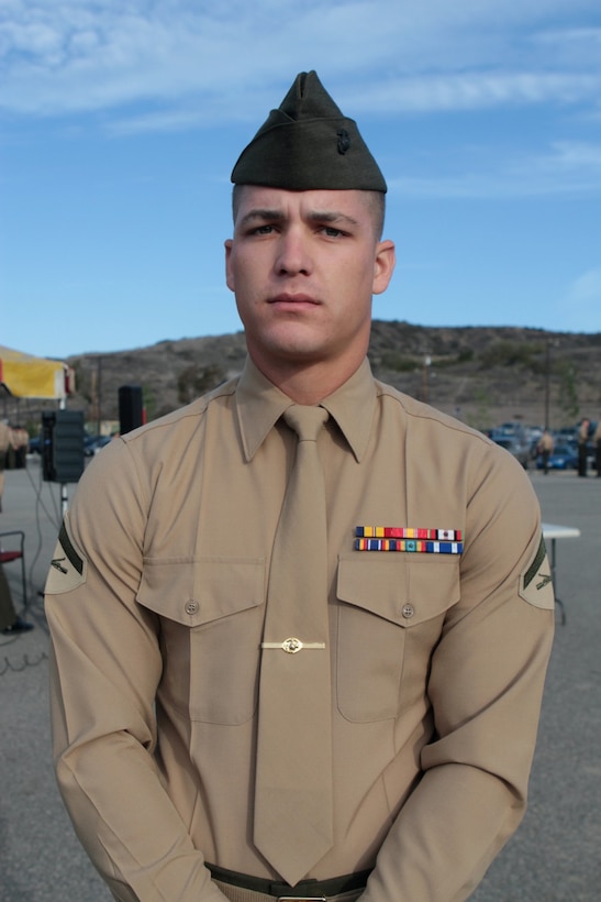 Lance Cpl. Nathaniel S. Tracy, machine gun squad leader, 2nd Battalion, 4th Marine Regiment, was awarded the Navy and Marine Corps Achievement Medal and the Foster, Paul and Barker Awards for excellence during a ceremony at Marine Corps Base Camp Pendleton, Feb. 21, 2014. Tracy, a 22-year-old native of Auburn, Calif., and a 2009 graduate of Arrows Christian Academy, is currently serving in a position usually filled by a higher-ranking sergeant. As a squad leader, Tracy supervises twelve Marines and leads them in complex fires and maneuvers. He deployed to Okinawa, Japan, for eight months in 2013 as part of the 31st Marine Expeditionary Unit. Tracy also deployed to Afghanistan in 2011, and he is the recipient of the Combat Action Ribbon, Afghanistan Campaign Medal, National Defense Service Medal, and to Global War on Terrorism Service Medal.
(U.S. Marine Corps photo by Sgt. Jacob H. Harrer / cleared for release)
