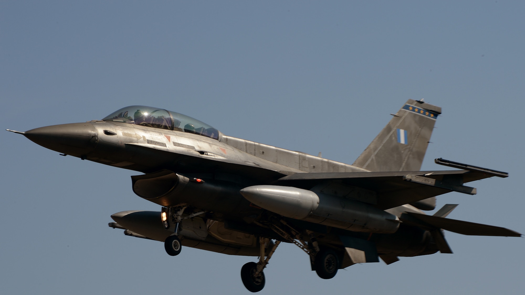 A Hellenic air force F-16 takes off from Souda Air Base, Greece, during a flying training deployment with the Hellenic air force, Feb. 27, 2014. The mission exercised participating units in combined air operations and extended joint war-fighting capability through operational training. (U.S. Air Force photo by Staff Sgt. Thomas Trower/Released)
