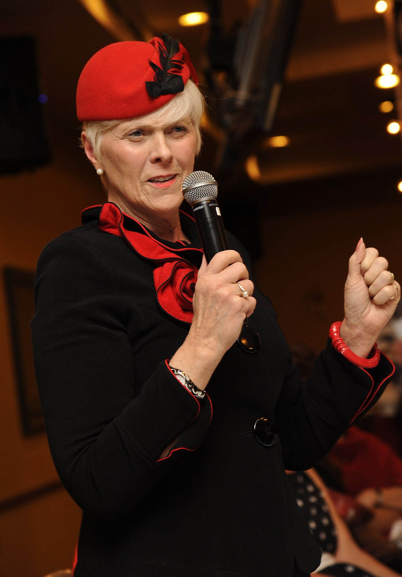 Georgia Lord, Goodyear mayor, was guest speaker at the spouses dining-in. Lord and her daughter spoke about both the challenges and benefits of having a military spouse. (U.S. Air Force photo/Staff Sgt. Darlene Seltmann)