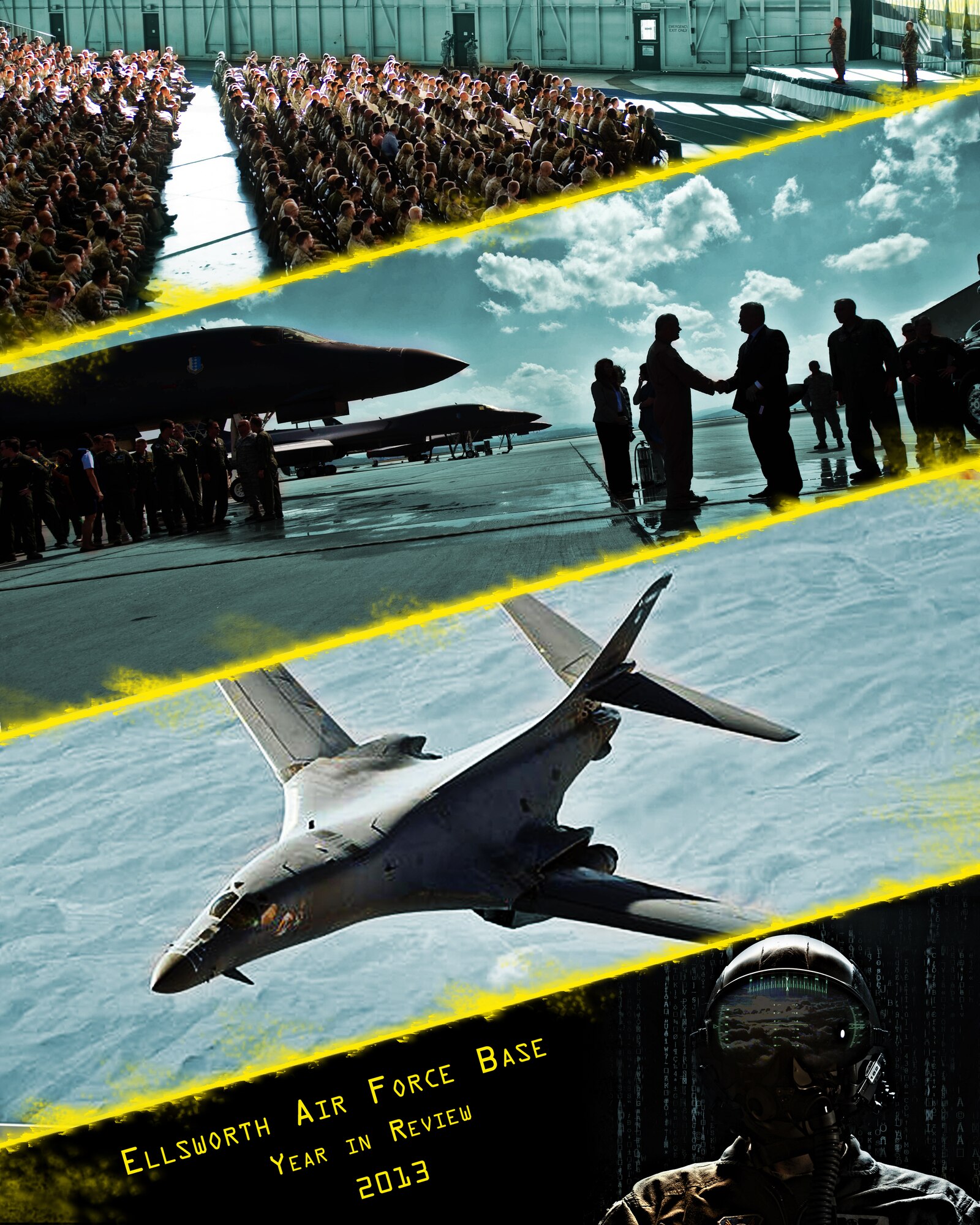 Reflecting upon the past year, Ellsworth Airmen accomplished numerous operational feats, hosted several distinguished visitors and embarked in new mission essential projects, all while enduring financial strains felt throughout the Department of Defense. (U.S. Air Force graphic by Senior Airman Zachary Hada/Released) 