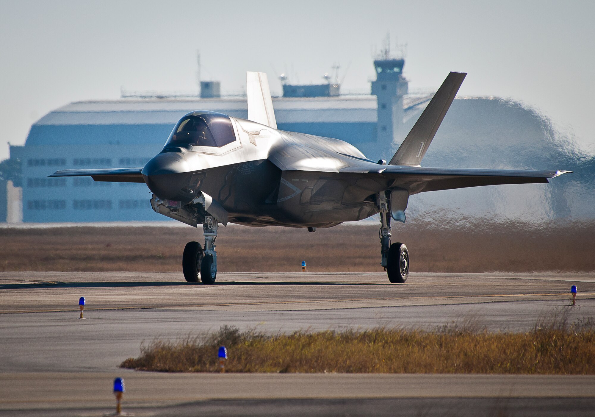 A United Kingdom Royal Navy F-35B Lightning II returns to Eglin Air Force Base, Fla., after a sortie Dec. 18.  (U.S. Air Force photo/Samuel King Jr.)