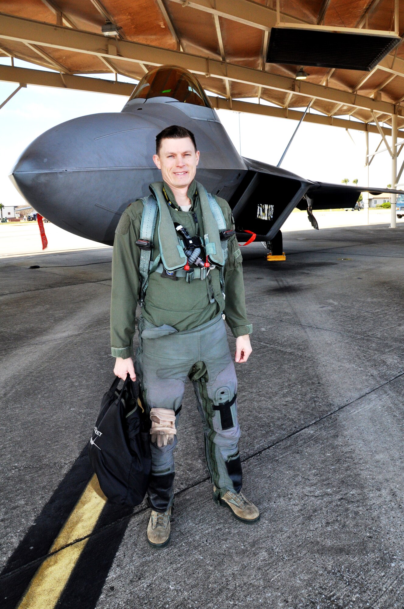 Maj. Jon Snyder, 43rd Fighter Squadron assistant director of operations and F-22 Raptor instructor pilot, is one of the three Airmen who were nominated for the 2013 Anthony C. Shine Award. (U.S. Air Force photo by Staff Sgt. Rachelle Blake)