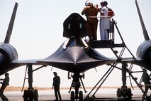 A SR-71 pilot perpares for a flight at Beale Air Force Base, Calif. The Blackbird arrived at Beale, Jan. 7, 1966. (Courtesy photo)