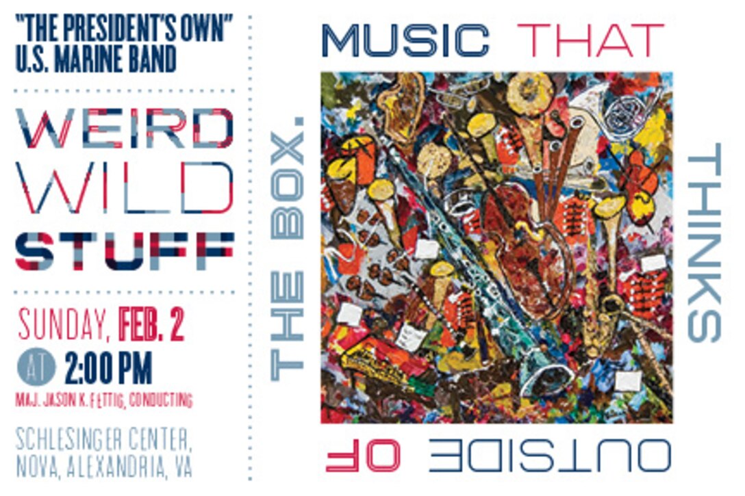 Sunday, Feb. 2, 2014 - Over the past few centuries, composers have become ever bolder and more creative in how they use music to represent the world around them. It has often been the composers who dared to try something new in their works that are best remembered. In the process, a mash-up of artistic ideals from seemingly disparate worlds has ensued, and this program highlights a few composers who have not always chosen the road well-traveled. The performance includes Leonard Bernstein’s Prelude, Fugue and Riffs, featuring clarinet soloist Gunnery Sgt. William Bernier, and David Rakowski's Ten of a Kind, a finalist for the 2002 Pulitzer Prize in music. The concert will also feature selections by Charles Ives, Jonathan Newman, and Ottorino Respighi. The concert is free and open to the public. The Rachel M. schlesinger Concert Hall and Arts center, NOVA is located at 3001 Beauregard St., Alexandria, VA;  parking for $6