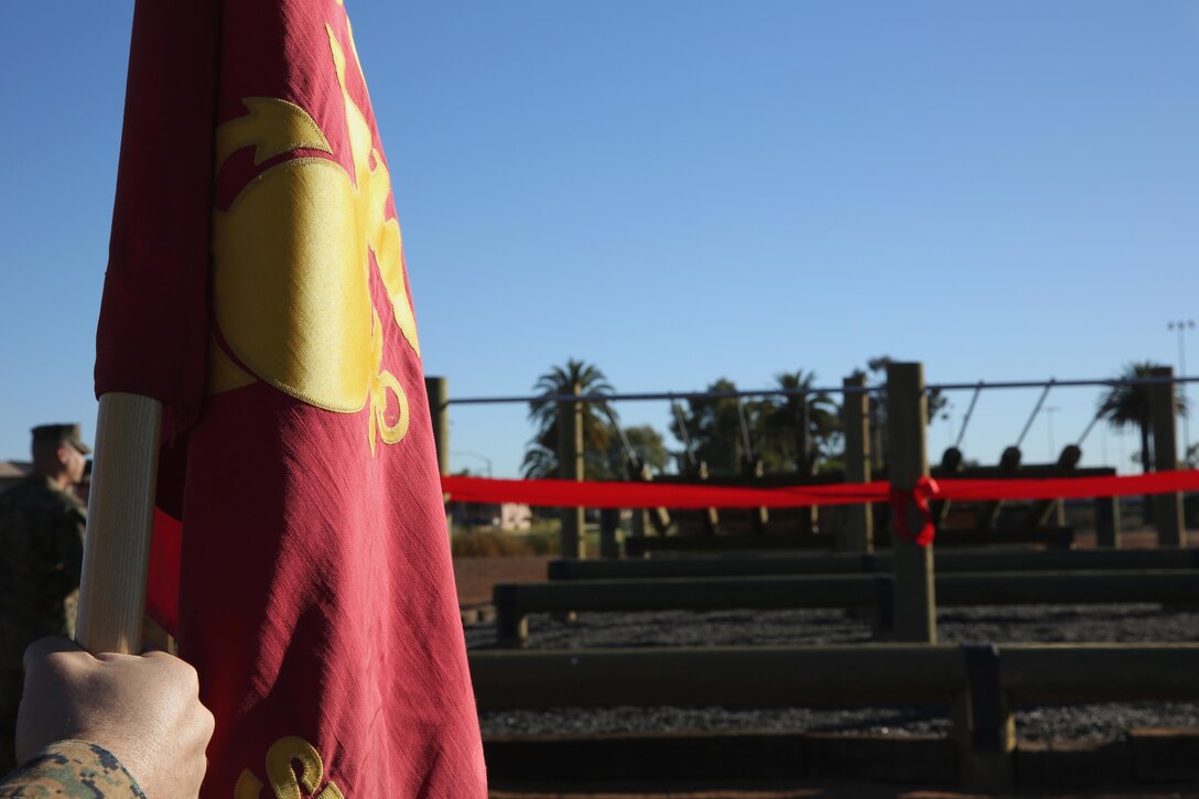 Marine Corps Air Station Miramar opens its new obstacle course during a ribbon-cutting ceremony aboard the installation, Jan. 6. The installation received the course through the actions of noncommissioned officers who brought the issue to light during a uniform inspection by Maj. Gen. Steven Busby, 3rd Marine Aircraft Wing (MAW) commanding general.