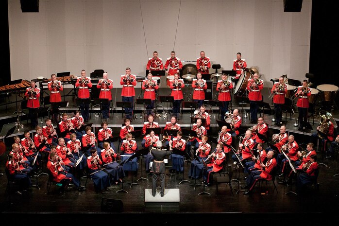 The Marine Band concludes the concert with Sousa's rousing march, "The Stars and Stripes Forever" during the Marine Band's 10th annual Sousa Season Opener at George Mason University's Center for the Arts Concert Hall.(U.S. Marine Corps photo by Staff Sgt. Brian Rust/Released)