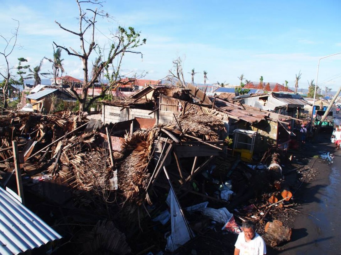 The devastation left after the Philippines earthquake and Super Typhoon Haiyan in late 2013. Capt. Neil Bucken, supply officer for 12th Marine Corps District, volunteered to help with relief efforts with All Hands Volunteers Organization for 12 days. 