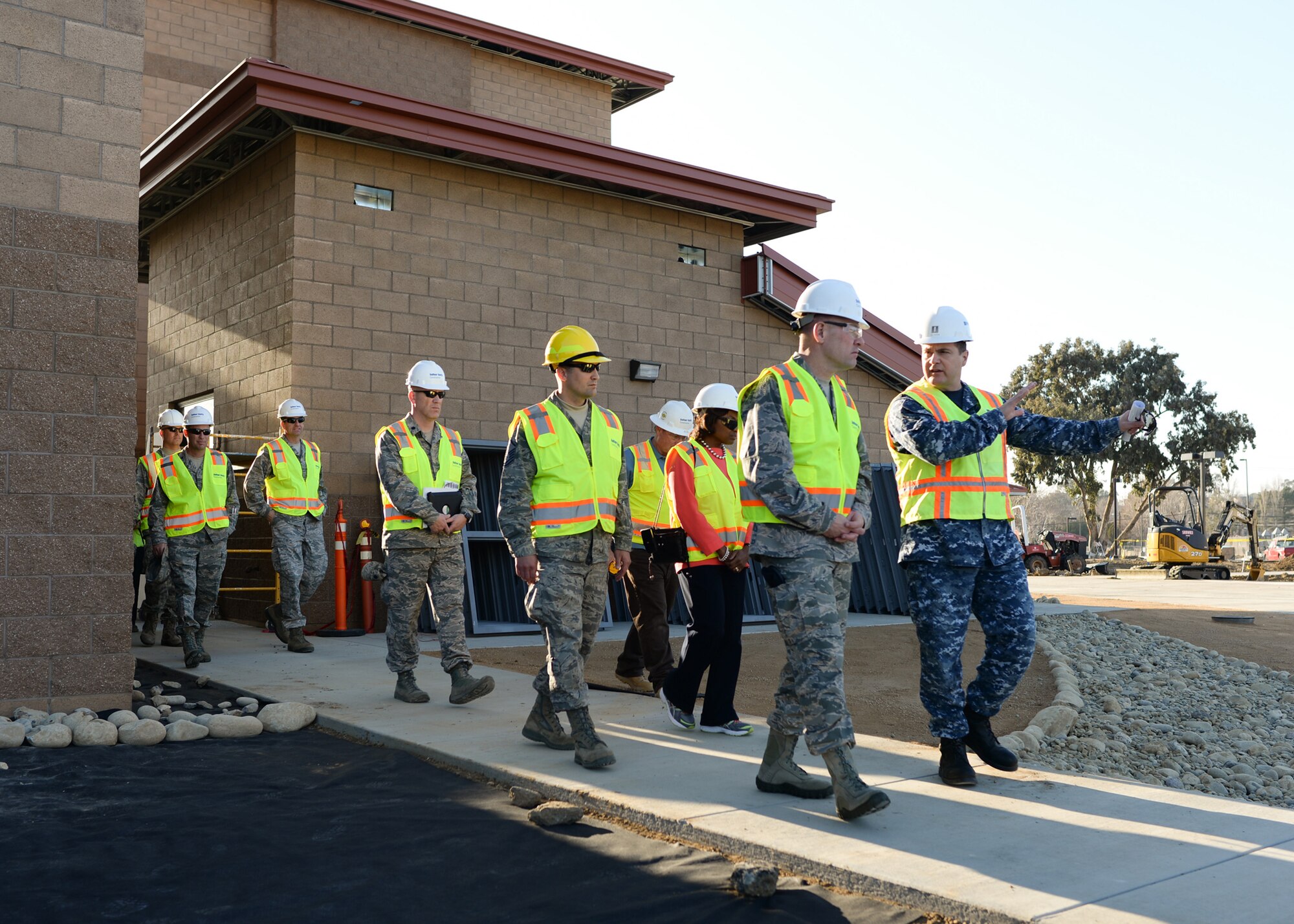 Col. Richard McComb, CINC IES board member, was briefed about the ongoing construction of new dormitories that will vastly improve the quality of life for Travis Airmen. (U.S. Air Force photo/Ken Wright) (Air Force photo/Ken Wright)