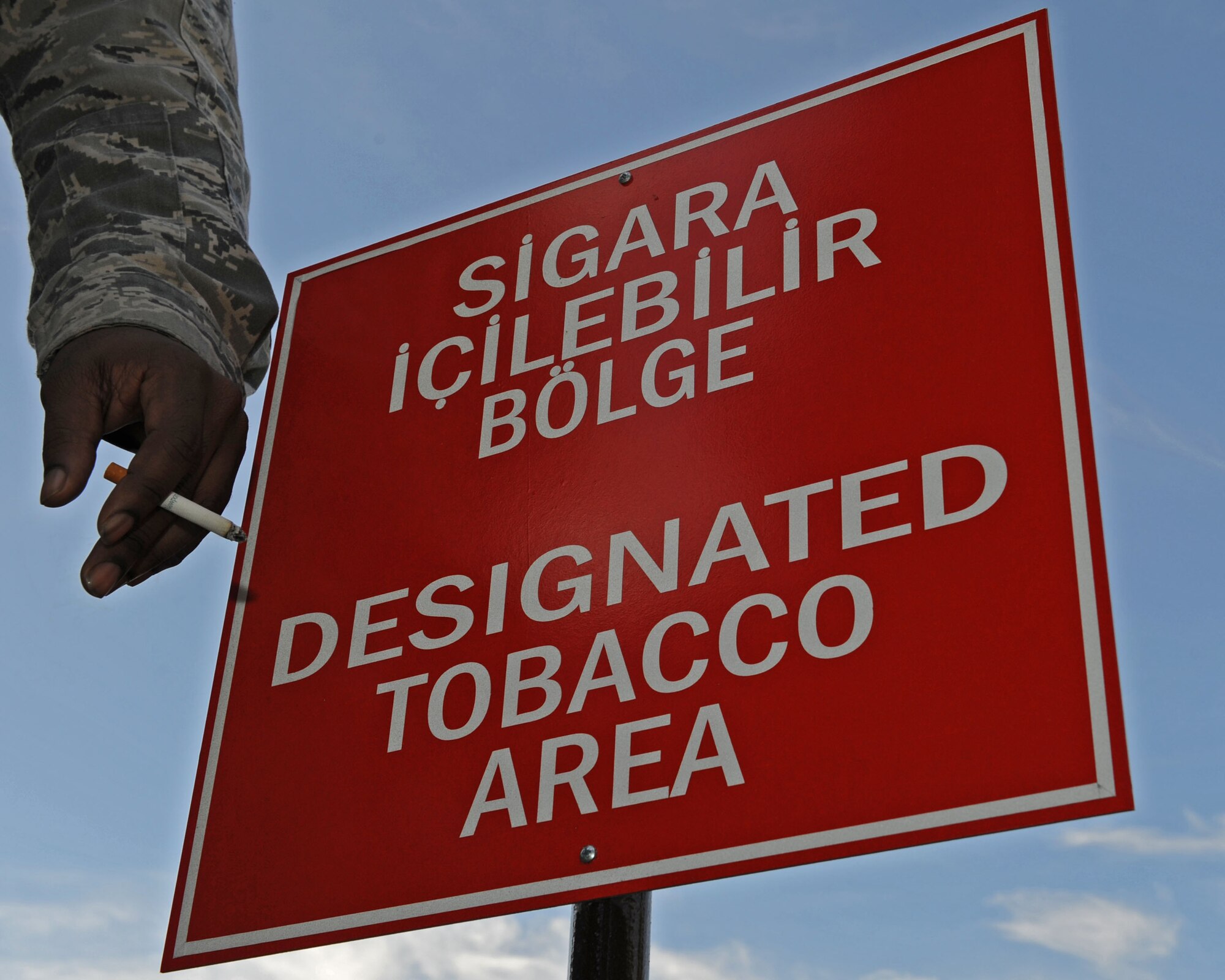 Air Force Instruction 40-102, Tobacco Use in the Air Force, has been fully implemented on Incirlik Air Base since Jan. 6. The new Designated Tobacco Areas are at least 50 feet from building entrances, ventilation systems, pedestrian walkways and parking lots to comply with the AFI.