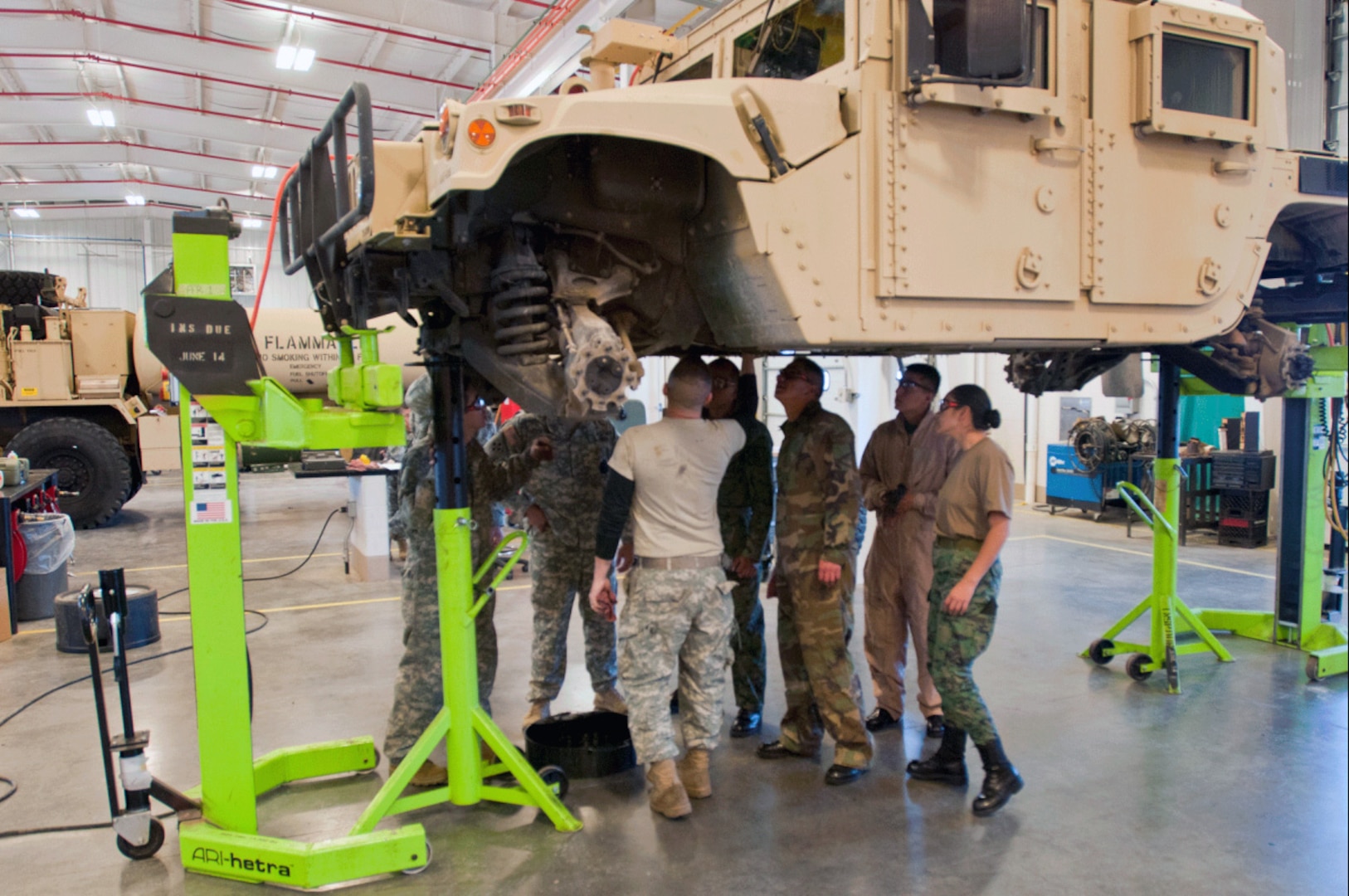 The Kentucky National Guard hosted members of the Ecuadorian military for Humvee maintenance training in Richmond, Ky., Dec. 11, 2013.