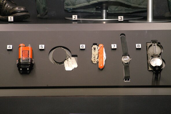 DAYTON, Ohio - Items from the loss of B-52G "BRASS 02" on display in the Southeast Asia War Gallery at the National Museum of the U.S. Air Force. (U.S. Air Force photo)
