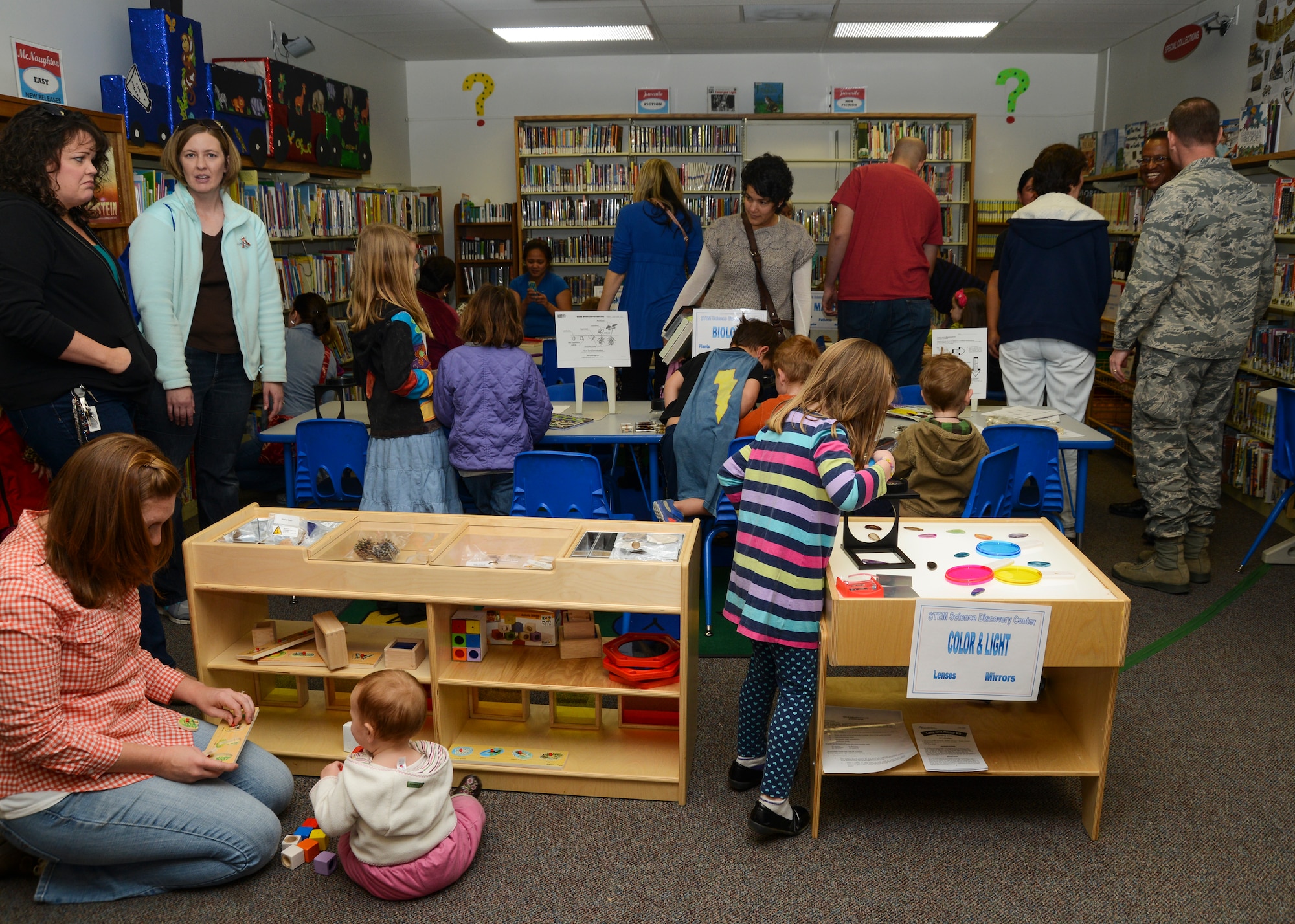 The new STEM Science Discovery Center in the Base Library opened Jan. 10 with a ceermonial ribbon cutting ceremony. (U.S. Air Force photo by Rebecca Amber)