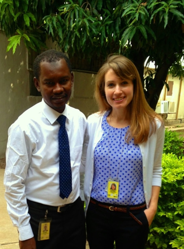Dr. Kristin Gilroy, IWR, Embassy Science Fellow, travels to Chad to conduct a comprehensive assessment of current research efforts and opportunities for U.S. engagement toward finding science-based solutions to the disappearance of Lake Chad. Left to right: Moustapha Malloumi, Kristin Gilroy.