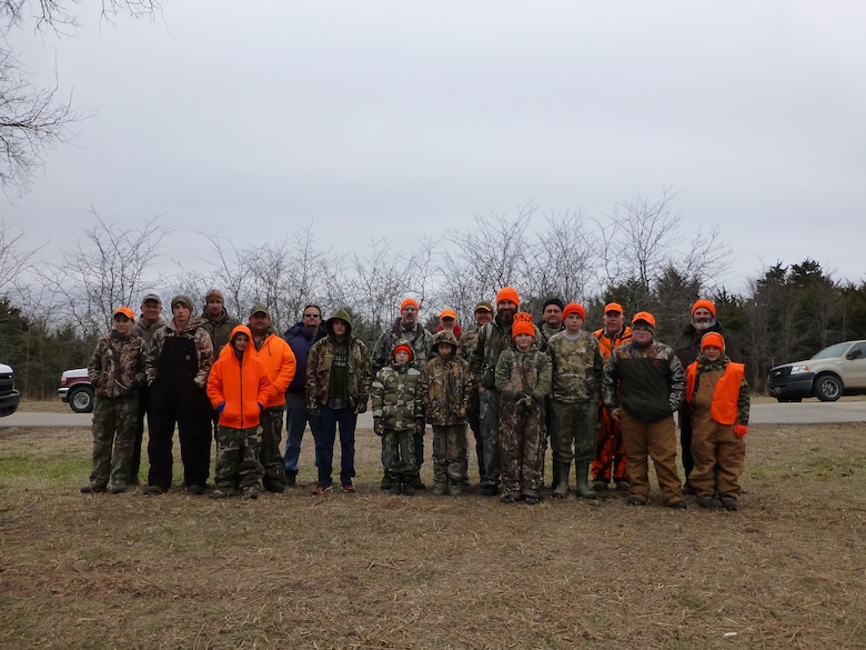 Group Photo of the young hunters and their escorts at the 2014 Ozark Isle Youth Deer Hunt.