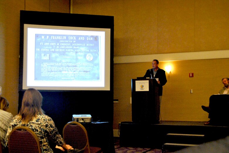 At the “Caloosahatchee River: Getting the Water Right” panel discussion Jan. 11,2014, at the Everglades Coalition Conference, Jacksonville District Planning and Policy Division Chief Eric Bush discussed the Lake Okeechobee Regulation Schedule and the public process involved in developing the regulation schedule.