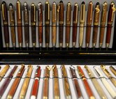 A display of various types of pens students will be able to craft upon taking the pen making course at the wood craft center at Fairchild Air Force Base, Wash., Jan. 10, 2013. This course is the newest addition at the shop. (U.S. Air Force photo by Airman 1st Class Ryan Zeski/Released)