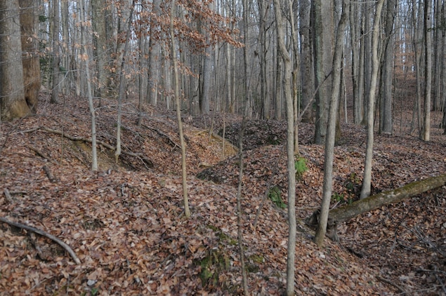 Not far from the present-day golf course, the remains of a network of training trenches from the World War I era can still be found. Quantico was established for the purpose of training Marines, especially officers, to fight in the first world war, when trench warfare was at its height.