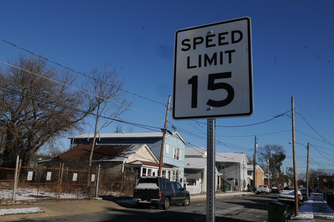 To get these signs placed on its residential streets, the town of Quantico had to get an exception for towns in Virginia surrounded by a military base.
