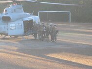 Marines from 6th Marine Regiment 2nd Marine Division conduct fly away drills.