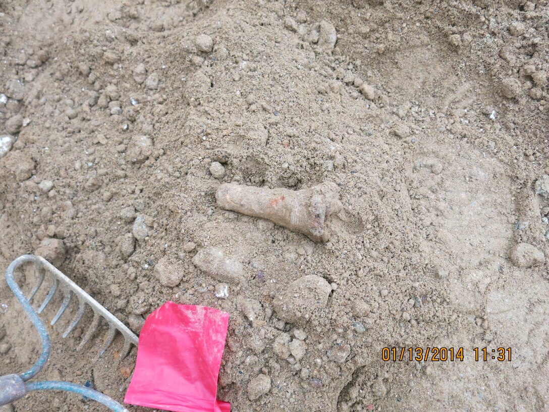 In the afternoon of Jan. 13, crews recovered  a 75mm shrapnel round, unfuzed and unfired. After looking at X-rays and a chemical analysis, the team determined the item does not contain energetics. The fill was determined to be a riot control agent that was used during World War I.  