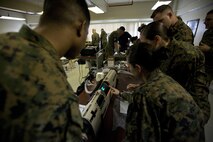 Naval medical personnel execute the startup process of the mobile, oxygen, ventilation and external suction system Jan. 7 at Camp Kinser. The sailors are with 3rd Medical Battalion, 3rd Marine Logistics Group, III Marine Expeditionary Force.