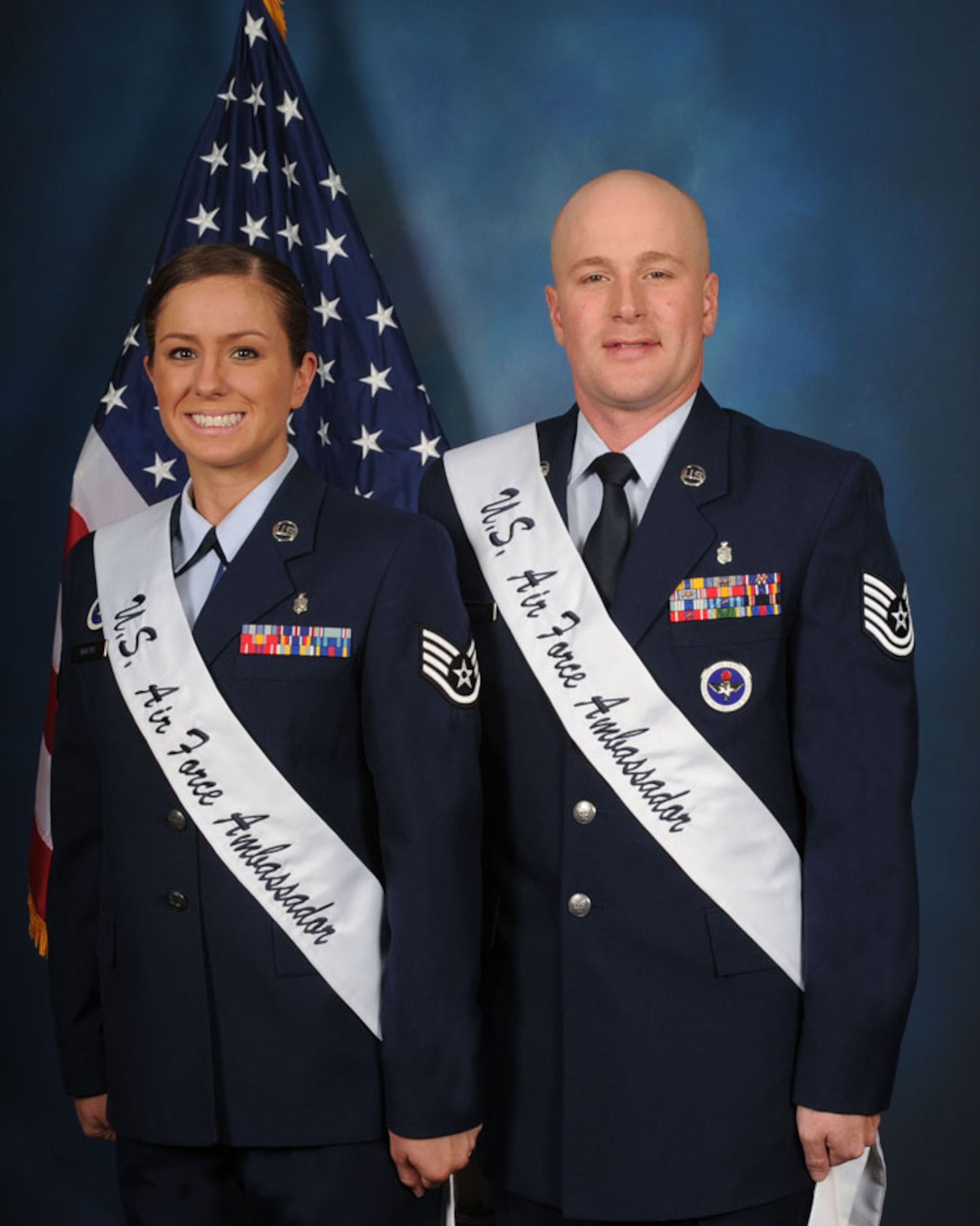The 2014 Joint Base San Antonio Air Force ambassadors are Staff Sgt. Kathryn North, 382nd Training Squadron; Tech. Sgt. Daniel Anderson, 323rd Training Squadron. (Courtesy photo by Joint Base San Antonio-Lackland public affairs)