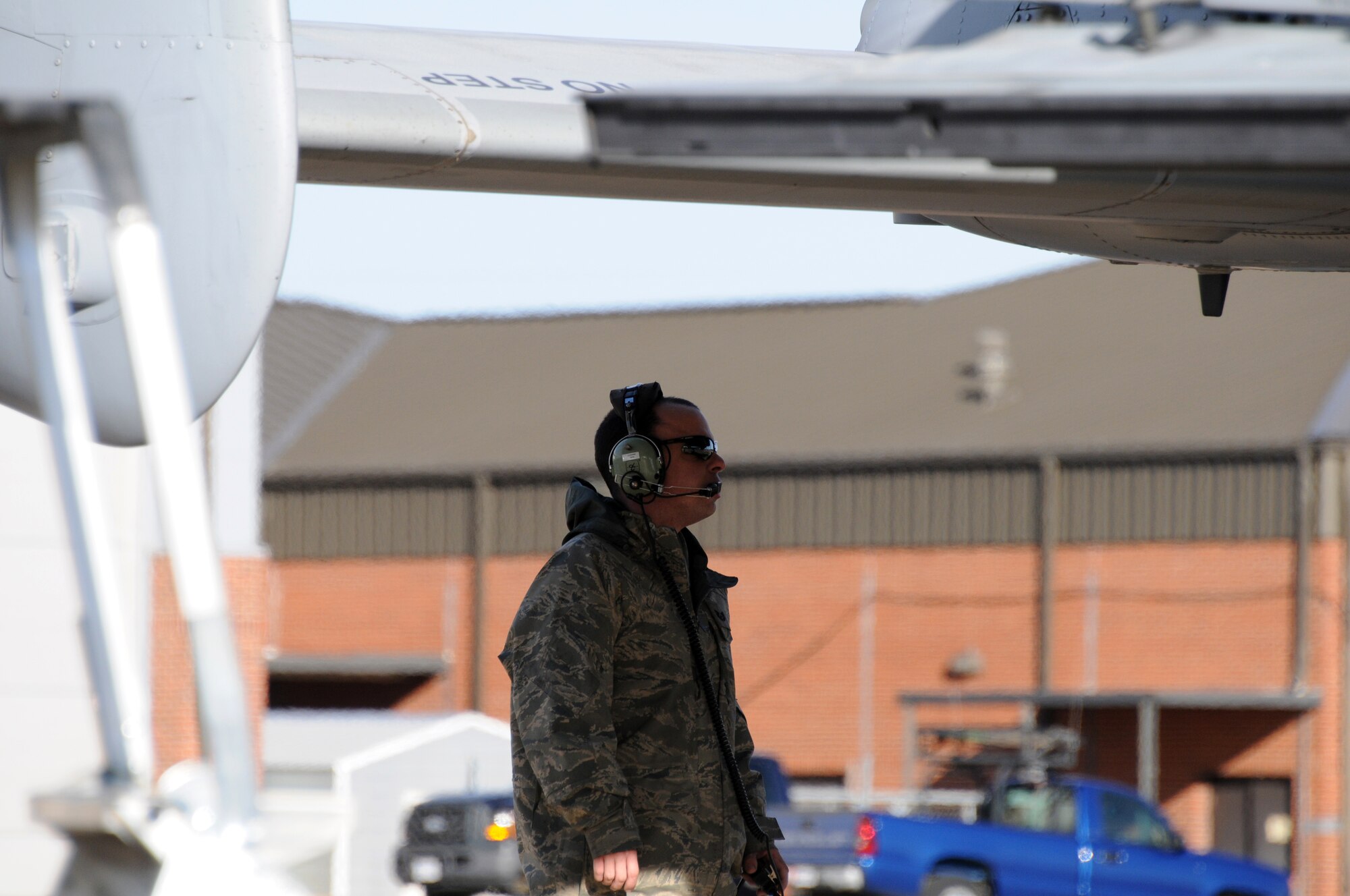 Tech Sgt. Chris Cooper, a crew chief with the 188th Aircraft Maintenance Squadron, preps an A-10C Thunderbolt II "Warthog" (Tail No. 0129) for departure to Moody Air Force Base, Ga., Jan. 15, 2014. Tail Nos. 0129 and 0647 were transferred from the 188th Fighter Wing’s Ebbing Air National Guard Base, Fort Smith, Ark., as part of the wing’s on-going conversion from a fighter mission to remotely piloted aircraft and Intelligence mission, which will include a space-focused targeting squadron. The 188th now has nine remaining A-10s left on station. The A-10s will join Moody AFB’s 75th Fighter Squadron. (U.S. Air National Guard photo by Tech Sgt. Josh Lewis/188th Fighter Wing Public Affairs)