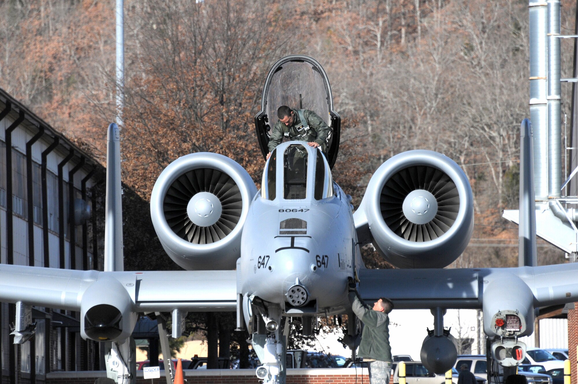 Master Sgt. Jay Greer, a crew chief with the 188th Aircraft Maintenance Squadron, preps an A-10C Thunderbolt II "Warthog" (Tail No. 0647) for departure to Moody Air Force Base, Ga., Jan. 15, 2014. Tail Nos. 0129 and 0647 were transferred from the 188th Fighter Wing’s Ebbing Air National Guard Base, Fort Smith, Ark., as part of the wing’s on-going conversion from a fighter mission to remotely piloted aircraft and Intelligence mission, which will include a space-focused targeting squadron. The 188th now has nine remaining A-10s left on station. The A-10s will join Moody AFB’s 75th Fighter Squadron. (U.S. Air National Guard photo by Tech Sgt. Josh Lewis/188th Fighter Wing Public Affairs)