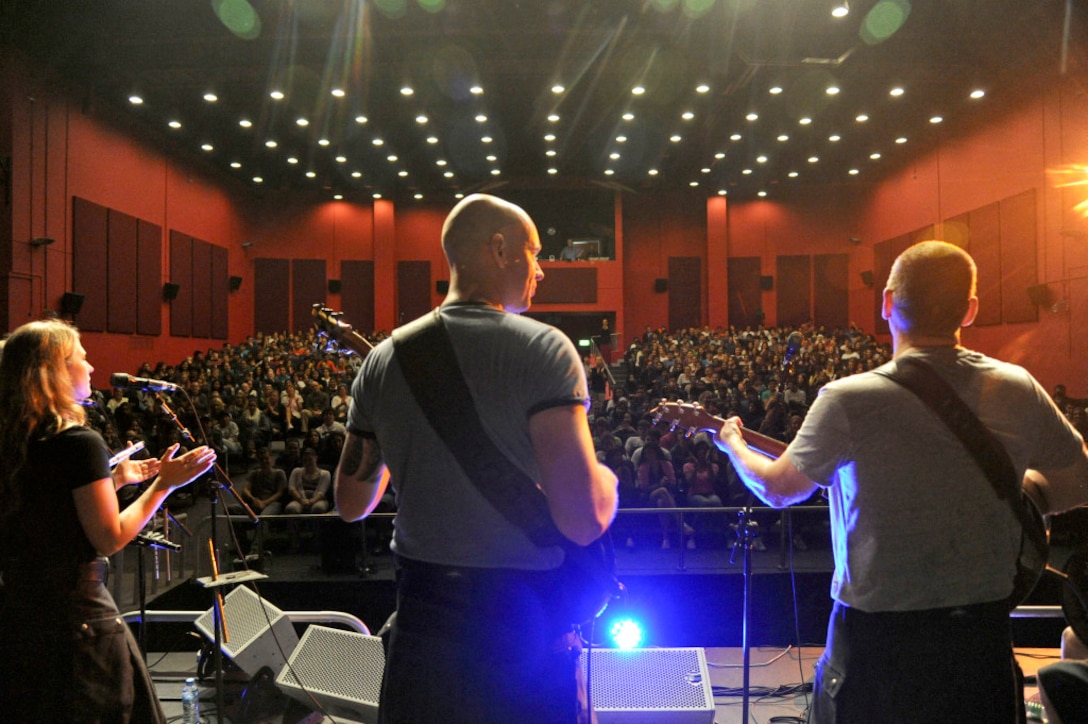 The Blue Yonders perform in an undisclosed location in Asia. (USAF Courtesy Photo)