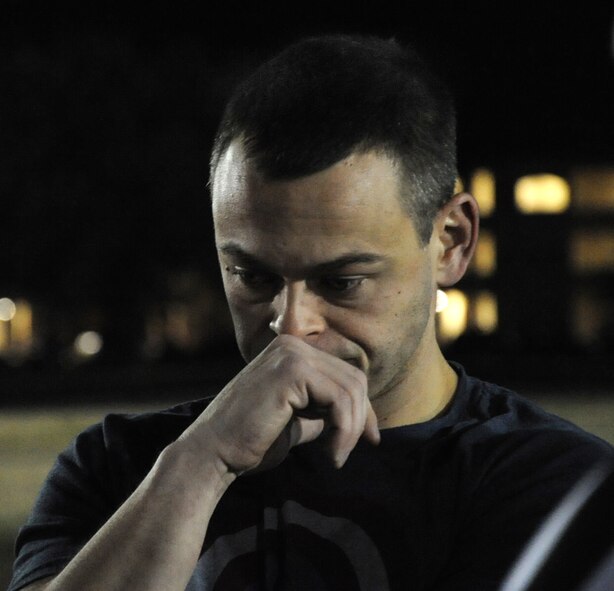 Capt. Clifford Piernick, 2nd Security Forces Squadron wide receiver listens to the overtime rules during the intramural flag football championship on Barksdale Air Force Base, La., Jan. 13, 2014. Piernick scored the first touchdown during the final game on the championship which led to his team clinching the title. (U.S. Air Force photo/ Staff Sgt. Sean Martin)