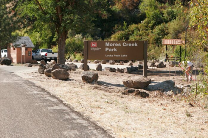 Lucky Peak Staff at work rejuvenating the small, creekside recreation area, Mores Creek Park.