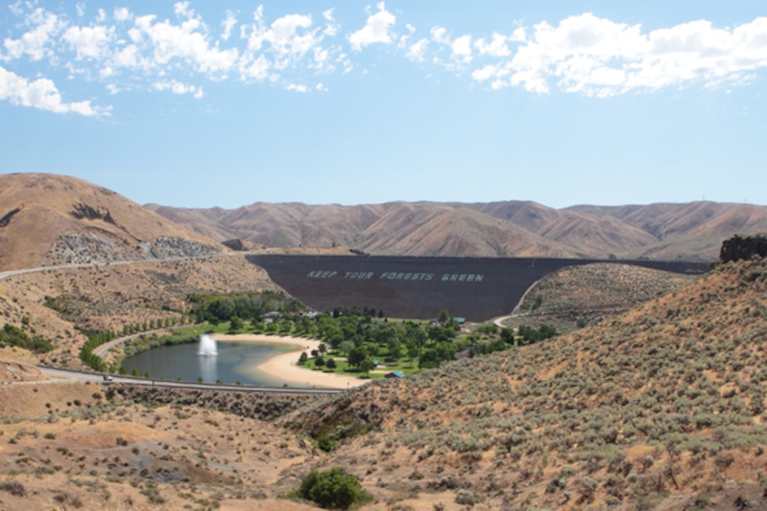 A boater cruises the Mores Creek arm of Lucky Peak Lake.