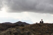 Volunteers installing a kestrel nest box at Lucky Peak Lake.