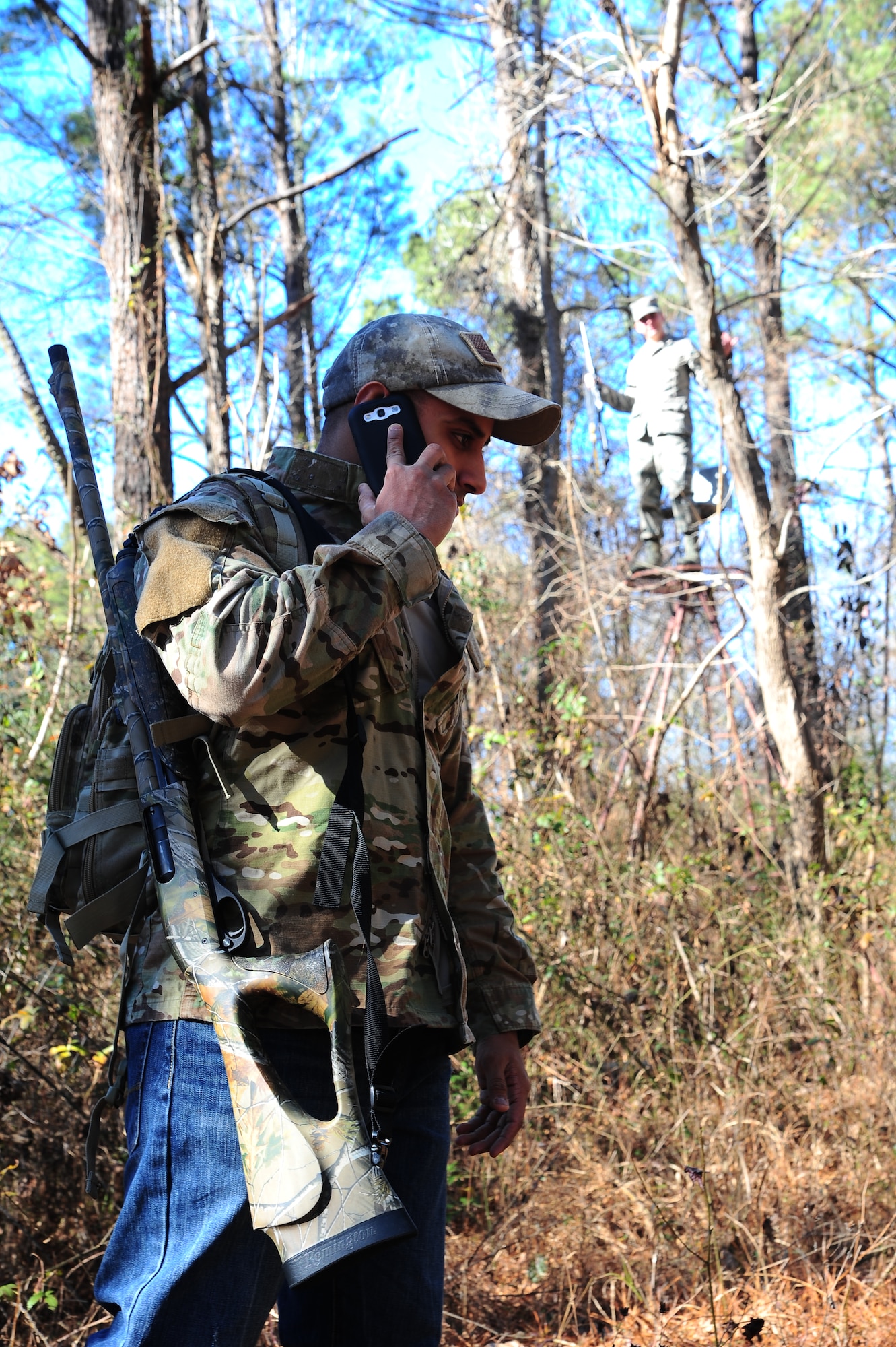 It’s very easy to mistakenly walk up on someone’s tree stand, especially when they are in full camouflage. To respect other hunters always walk as quietly as possible in and out of the woods. (U.S. Air Force Photo/Airman 1st Class Daniel Lile)