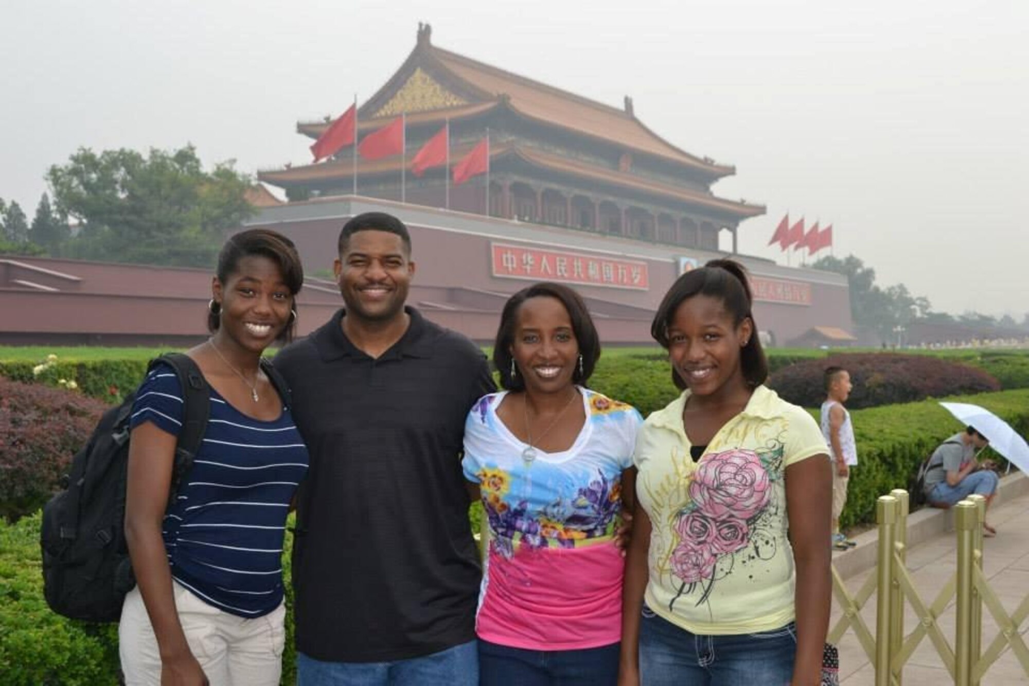 Chief Master Sgt. Phillip Easton, 341st Missile Wing command chief, poses for a family photograph while on a vacation in Japan. Easton is Malmstrom’s newest command chief and assumed the position in November.   (Courtesy photo) 