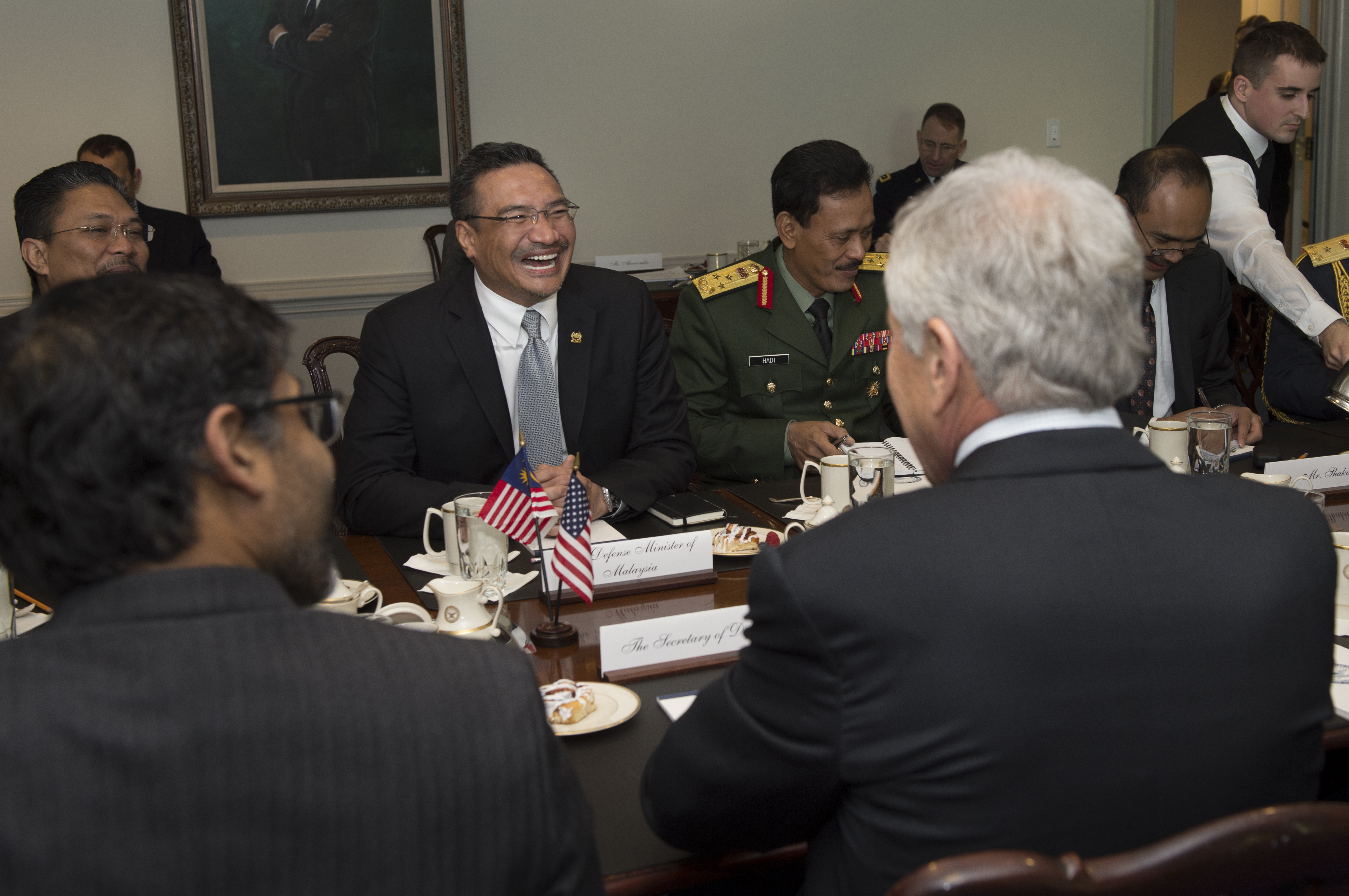 Malaysian Defense Minister Hishammuddin Tun Hussein Center Back