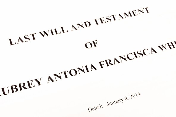 A Last Will and Testament is an instrument that outlines, in writing, how you want to posthumously distribute your estate.  For more information or to make an appointment to consult with an attorney call the 4th Fighter Wing legal office at (919) 722-322.  (U.S. Air Force photo by Senior Airman Aubrey White)