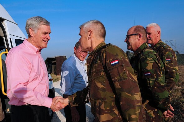 Dutch Soldiers greet U.S. congressional members during a base visit Jan. 18, 2013, at Incirlik Air Base, Turkey. Before visiting the Dutch soldiers the senators gathered at the Sultan’s Inn dining facility where they met with men and women in uniform from their home states and talked about life in the military and at Incirlik AB.  (U.S. Air Force photo by Airman 1st Class Nicole Sikorski/Released) 