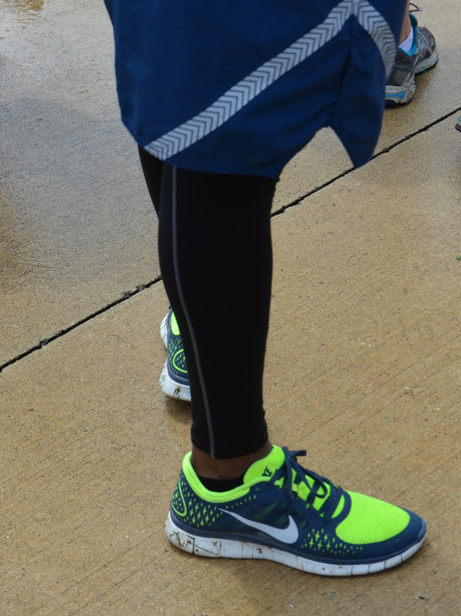 The Air Force physical training uniform no longer has color restrictions for athletic shoes according to an Air Force updated policy governing uniform wear Jan. 17, 2013. Airmen are now also authorized to wear black socks with their athletic shoes. (U.S. Air Force photo/Master Sgt. Veronica Aceveda)