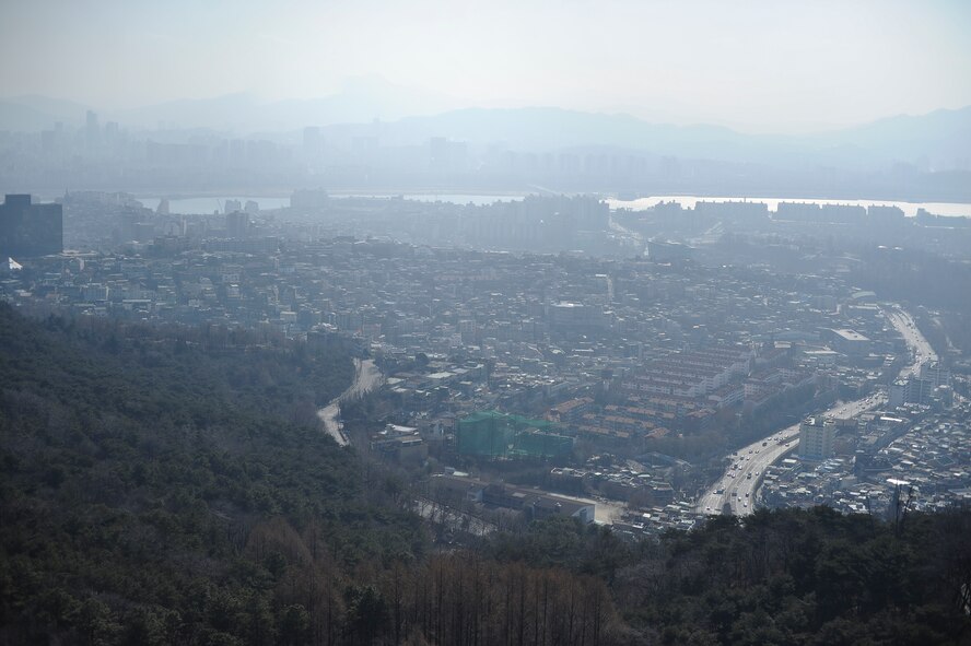 Namsan Mountain provides travelers panoramic views of Seoul, as photographed here Jan. 18, 2014, in Seoul, Republic of Korea. Namsan is one several mountains accessible from Seoul. (U.S. Air Force photo by Staff Sgt. Jake Barreiro)