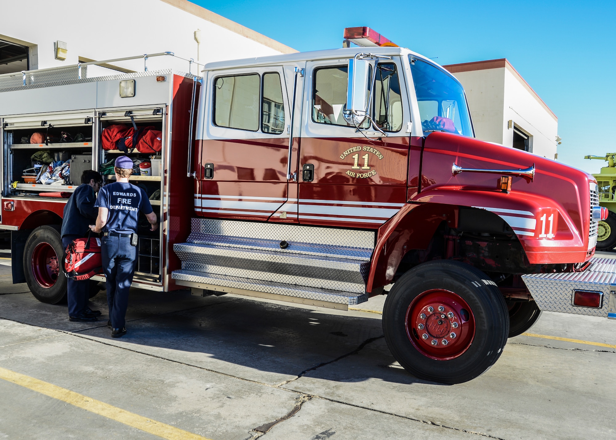 The P-30 Medium Rescue Vehicle is filled with specialized rescue equipment. (U.S. Air Force photo by Rebecca Amber)