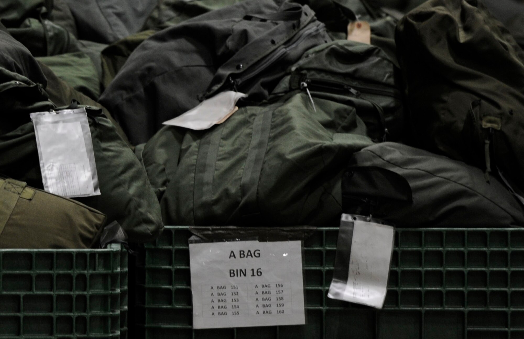 Chemical bags are issued to members of the 35th Fighter Wing who participate in operational readiness exercises like the one that began at Misawa Air Base, Japan, Jan. 23, 2014. These bags are issued by Airmen in the 35th Logistics Readiness Squadron and are vital during deployments to some locations. (U.S. Air Force photo/Airman 1st Class Patrick S. Ciccarone)
